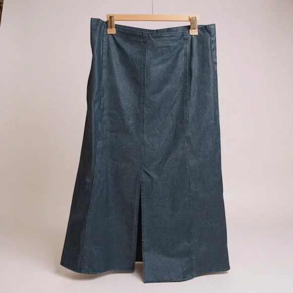 🆕 RECLAIMED VINTAGE vintage Dark Blue denim A-Line Skirt size 10 - Picture 4 of 10